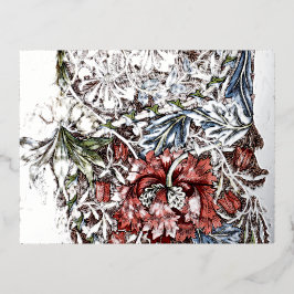 William-Morris-Kranz Blumentextilkunst rot Folien Feiertagspostkarte