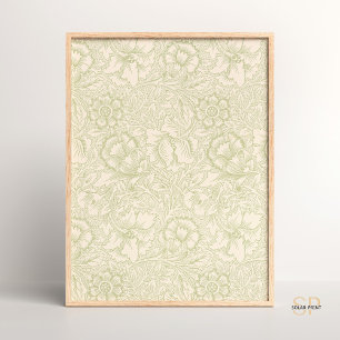 William Morris Kranz Mohn Grün Natur Vintage Poster