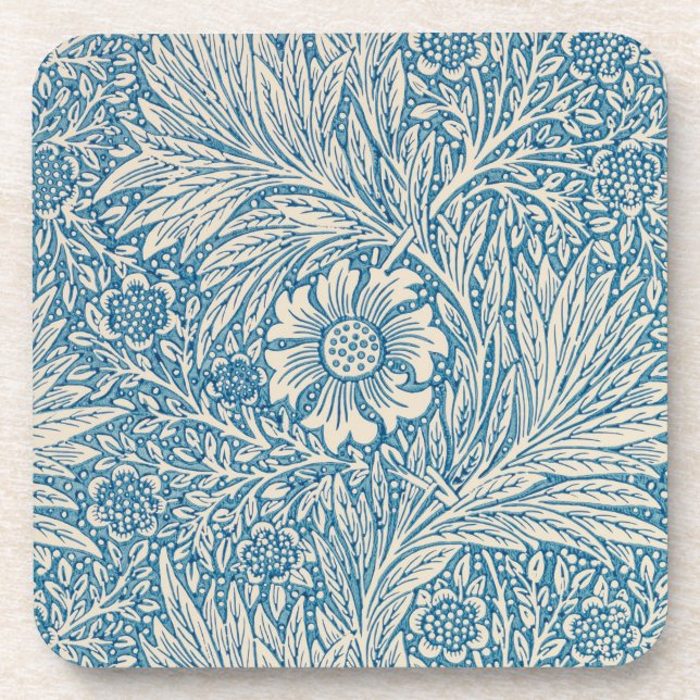 William Morris - Kunst Nouveau Blau-Ringelblume Getränkeuntersetzer (Vorderseite)
