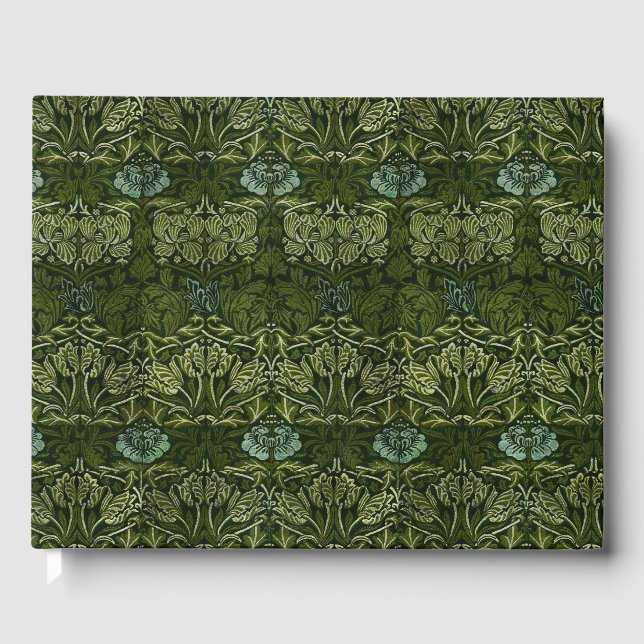 William Morris Large Green Blätter & Blue Blume Gästebuch (Vorderseite)