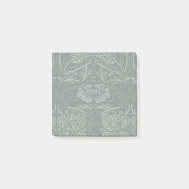 William Morris Large Green Blätter & Blue Blume Post-it Klebezettel (Vorderseite)