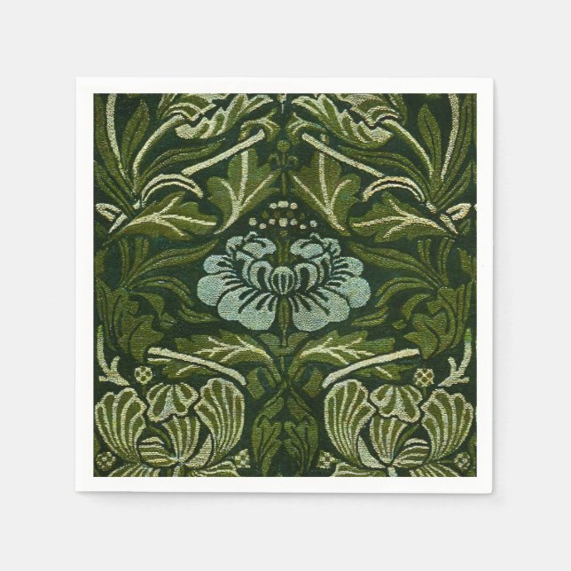 William Morris Large Green Blätter & Blue Blume Serviette (Vorderseite)