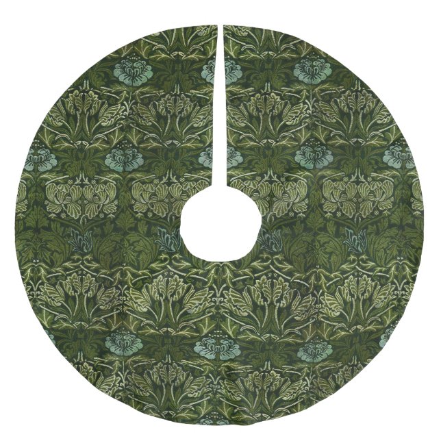 William Morris Large Green Leaves & Blue Flower Polyester Weihnachtsbaumdecke (Vorderseite)