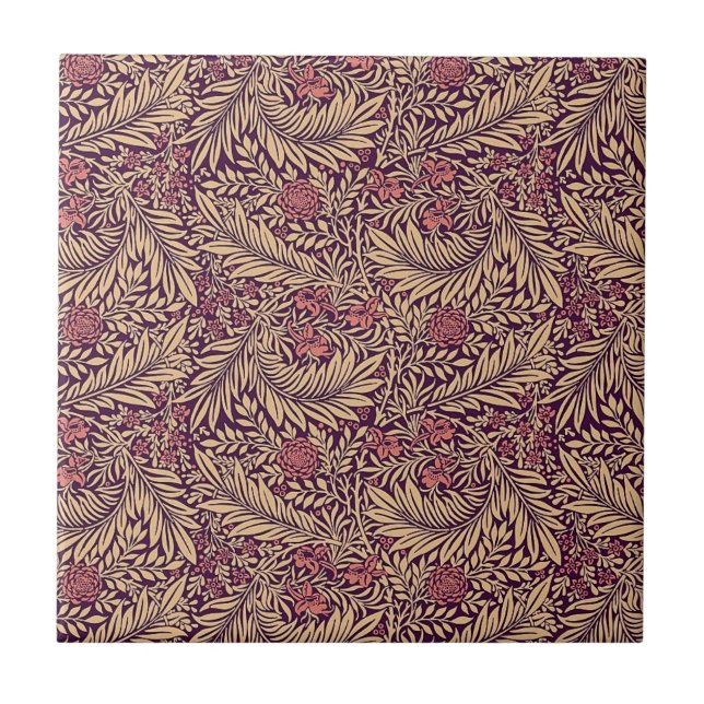 William * Morris Larkspur Floral Gold Burgundy Fliese (Vorderseite)
