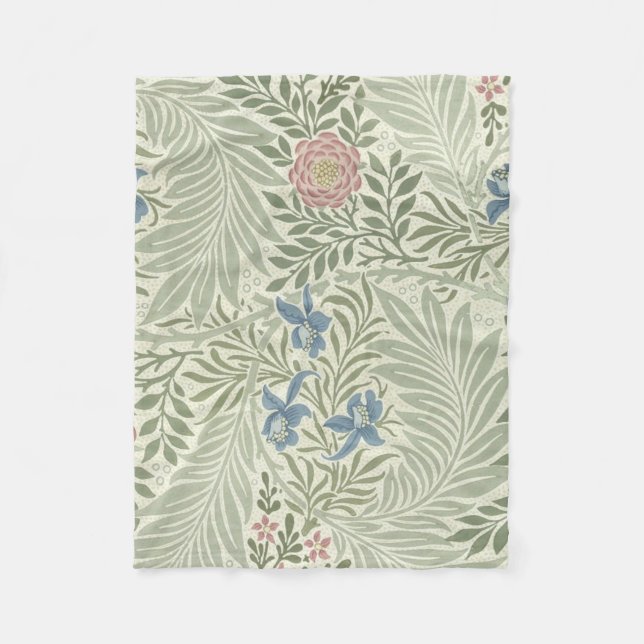 William Morris Larkspur Floral Wallpaper Fleecedecke (Vorderseite)