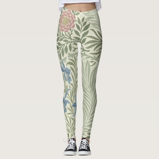 William Morris Larkspur Floral Wallpaper Leggings (Vorderseite)