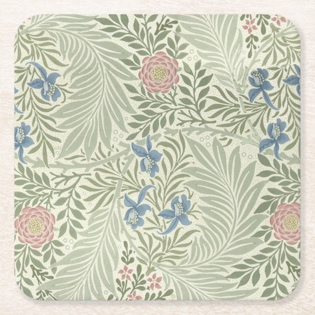 William Morris Larkspur Floral Wallpaper Rechteckiger Pappuntersetzer (Vorderseite)