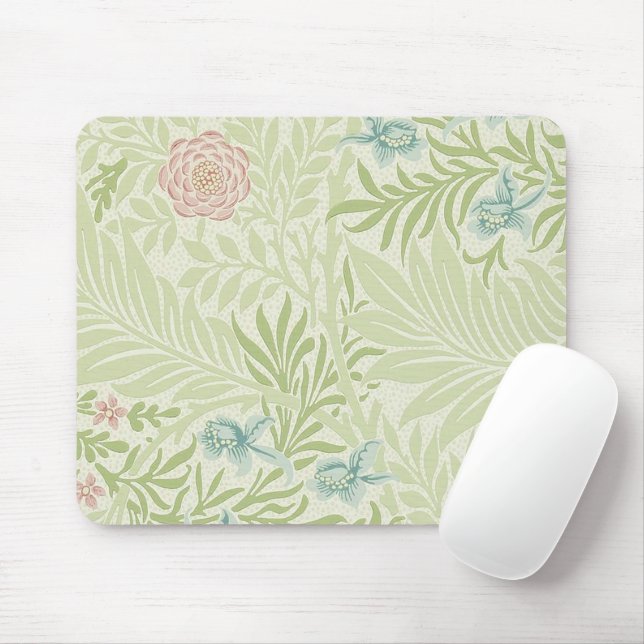 William Morris - Larkspur - Rosa Blume und Blätter Mousepad (Mit Mouse)