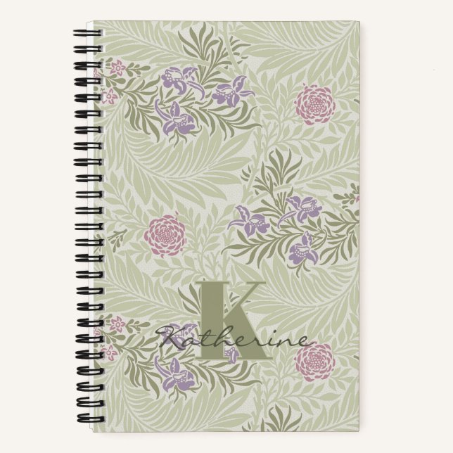 William Morris Lavender & Pink Larkspur Muster Notizbuch (Vorderseite)