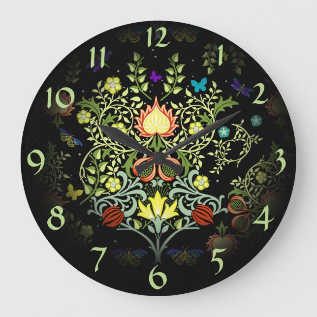 William Morris Leaves und Flowers Große Wanduhr (Vorderseite)