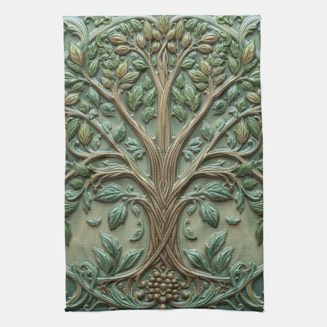 William Morris Lebensbaum Vintage Prä-Rafaelit Geschirrtuch (Vertikal)