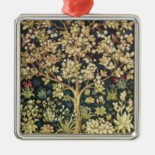 William Morris Lebensbaum Vintage Prä-Rafaelitisch Silbernes Ornament