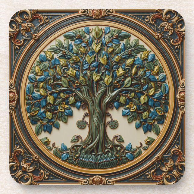 William Morris Lebensbaum Vintage Prä-Raphaelite Getränkeuntersetzer (Vorderseite)