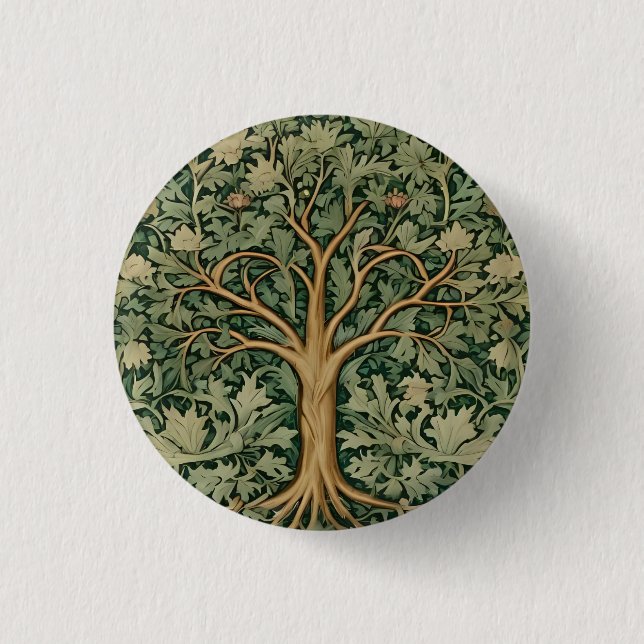 William Morris Lebensbaum Vintage Pre-Raphaelite Button (Vorderseite)