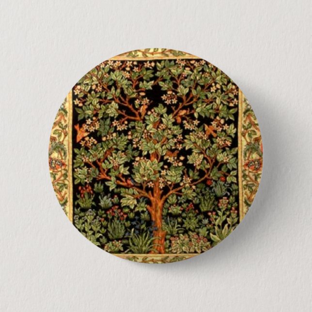 William Morris - Lebensbaummuster Button (Vorderseite)