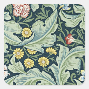 William Morris - Leicester, beliebtes Blumendesign Quadratischer Aufkleber