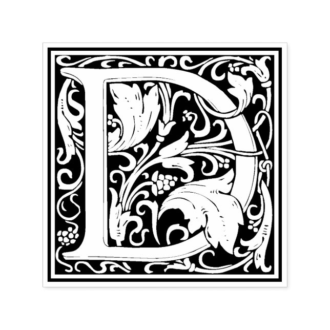 William Morris Letter D Viktorianisch Floral Brief Permastempel (Design)
