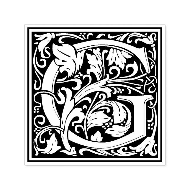 William Morris Letter G Viktorianisch Floral Brief Permastempel (Design)