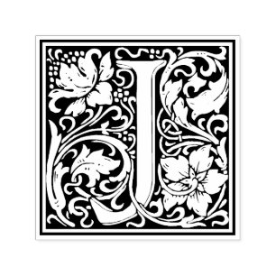 William Morris Letter J Viktorianisch Floral Brief Permastempel