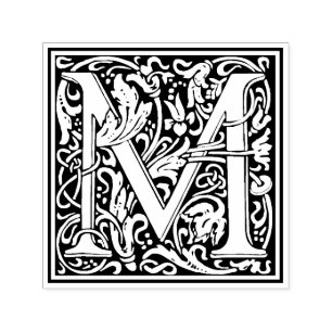 William Morris Letter M Viktorianisch Floral Brief Permastempel