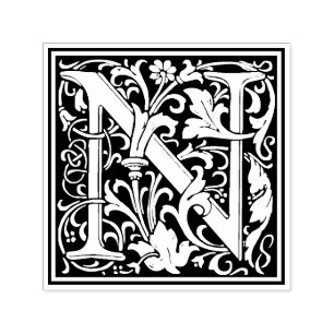 William Morris Letter N Viktorianisch Floral Brief Permastempel