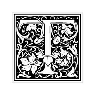 William Morris Letter T Viktorianisch Floral Brief Permastempel