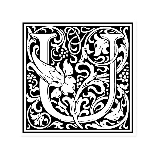 William Morris Letter U Viktorianisch Floral Brief Permastempel (Design)