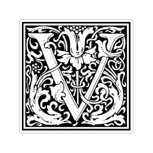 William Morris Letter V Viktorianische florale Bri Permastempel