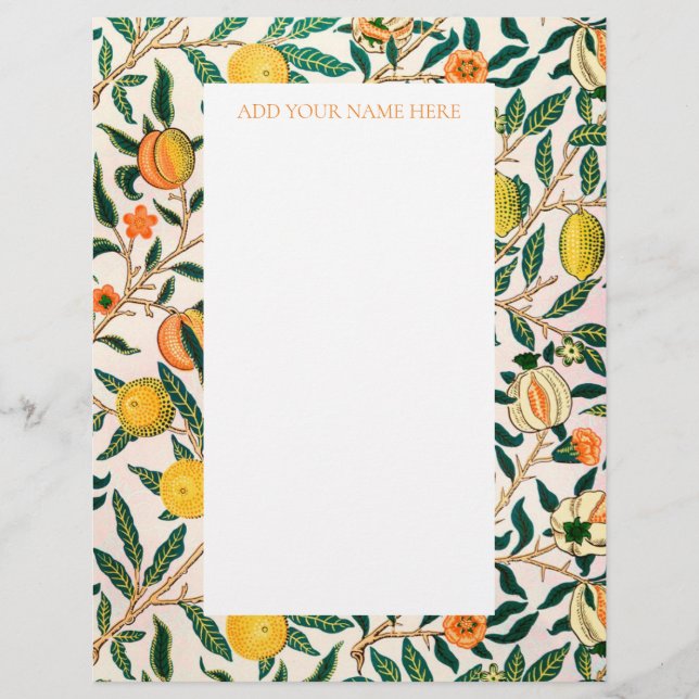 WILLIAM MORRIS LETTERHEAD MIT POMEGRANATE DESIGN BRIEFBOGEN (Vorderseite)
