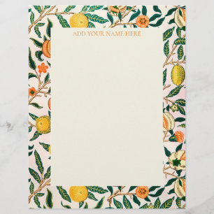 WILLIAM MORRIS LETTERHEAD MIT "POMEGRANATEN" BRIEFBOGEN