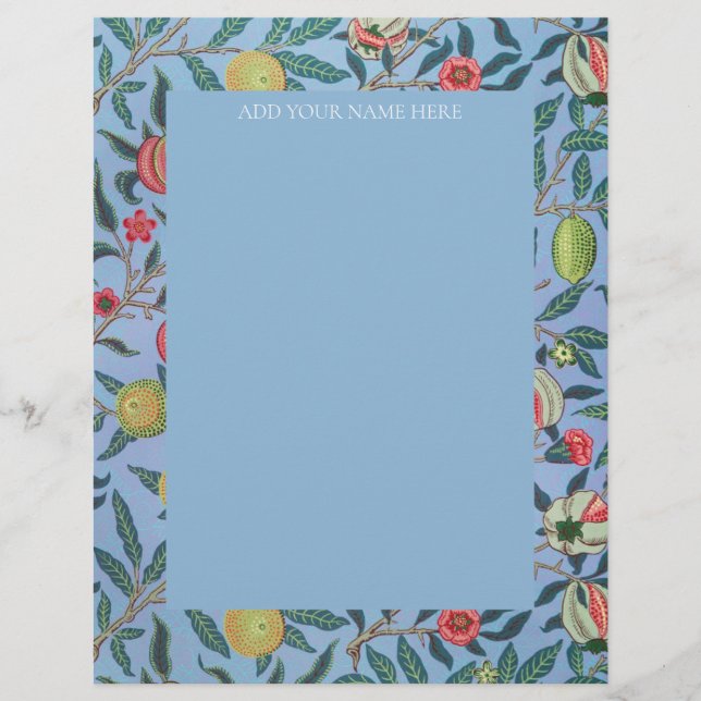 WILLIAM MORRIS LETTERHEAD MIT "POMEGRANATEN" BRIEFBOGEN (Vorderseite)