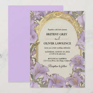 William Morris Lila Blumen Hochzeit im Vintage-Sti Einladung