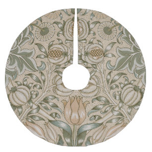 William Morris Lilien- und Granatapfel-Blumenmuste Polyester Weihnachtsbaumdecke