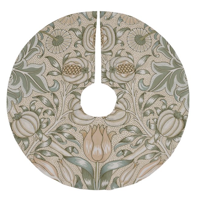 William Morris Lilien- und Granatapfel-Blumenmuste Polyester Weihnachtsbaumdecke (Vorderseite)