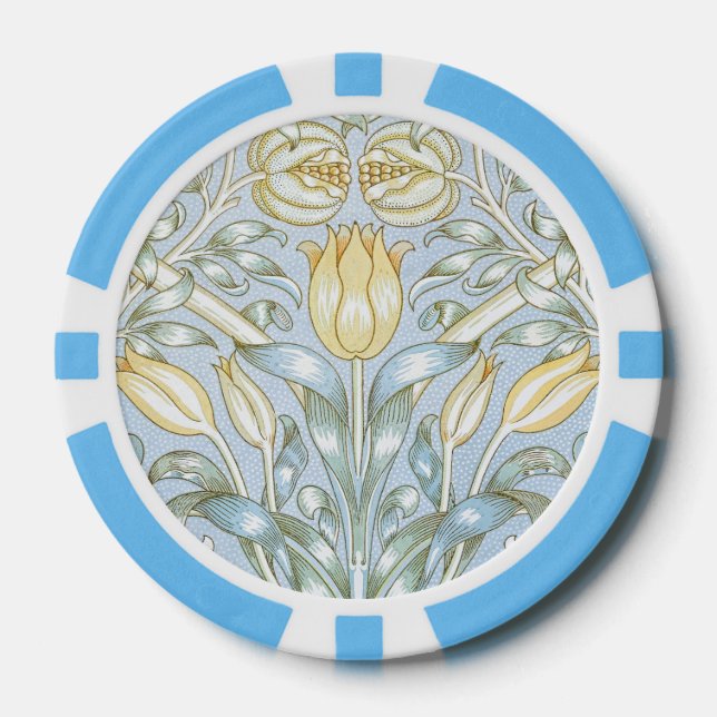 William Morris Lily and Pomegranate Blume Pattern Pokerchips (Vorderseite)