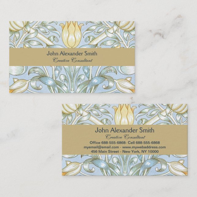 William Morris Lily and Pomegranate Blume Pattern Visitenkarte (Vorne/Hinten)