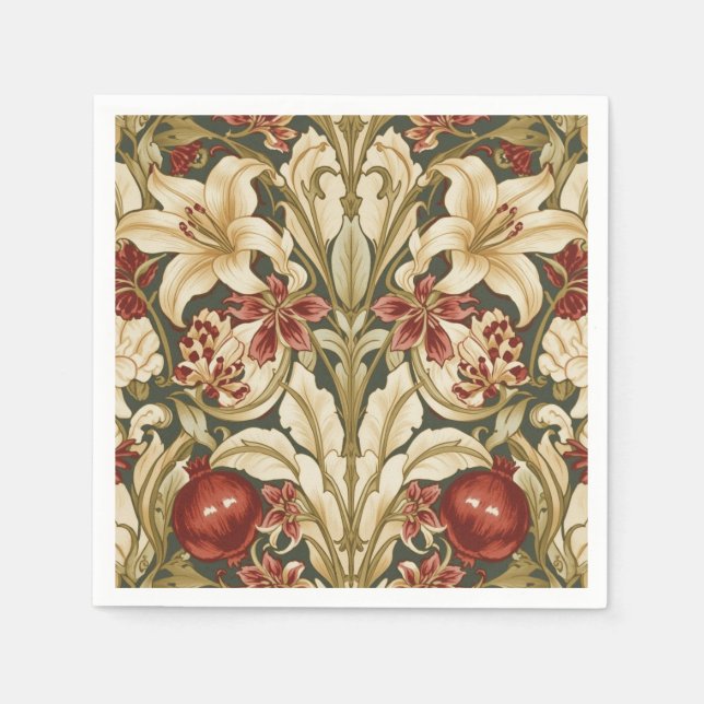 William Morris Lily and Pomegranate Floral pattern Serviette (Vorderseite)
