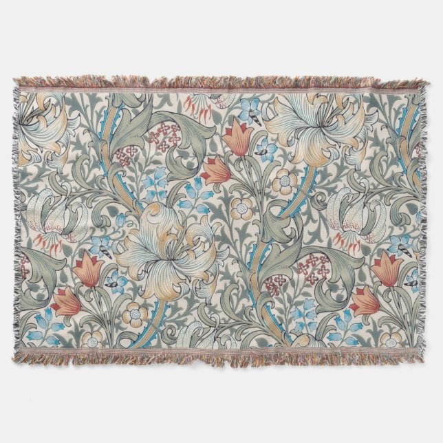 William Morris Lily Art Nouveau Floral Pattern Decke (Vorderseite)