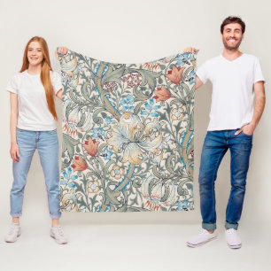 William Morris Lily Art Nouveau Floral Pattern Fir Fleecedecke