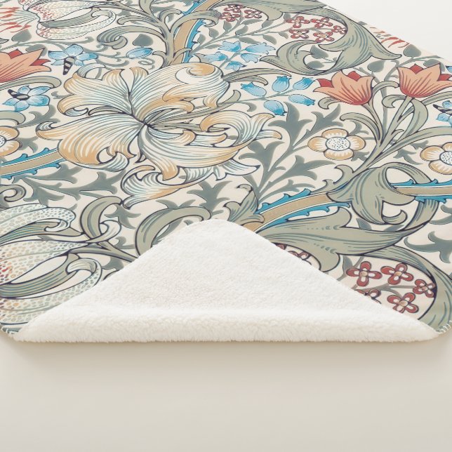 William Morris Lily Art Nouveau Floral Sherpa Blan Sherpadecke (3/4)