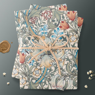 William Morris Lily Art Nouveau Floral Wrapping Pa Geschenkpapier Set