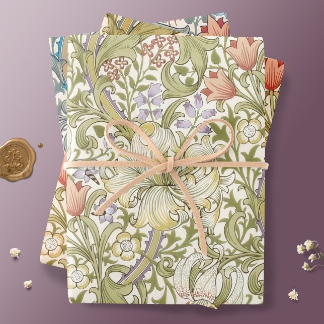 William Morris Lily Art Nouveau Floral Wrapping Pa Geschenkpapier Set (Von Creator hochgeladen)