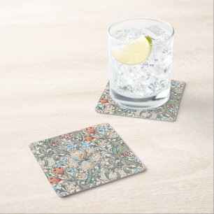 William Morris Lily Art Nouveau Quadrat Papier Küs Rechteckiger Pappuntersetzer