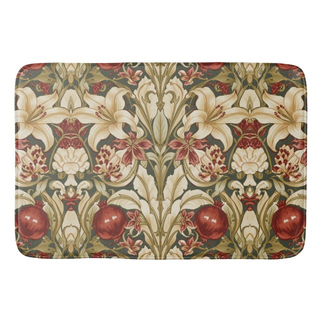 William Morris Lily und Granatapfel-Blumenmuster Badematte (Vorderseite)