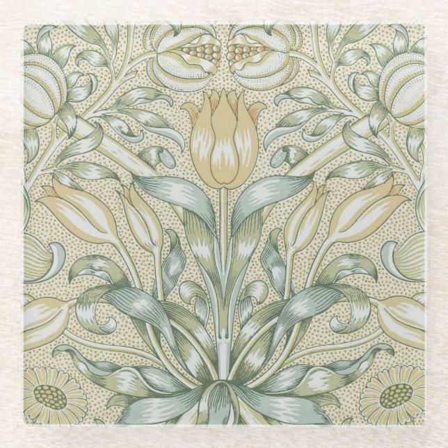 William Morris Lily und Pomegranate Blume Classic Glasuntersetzer (Vorderseite)