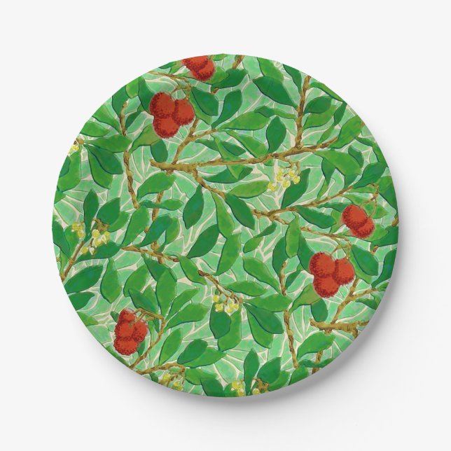 William Morris Litschi-Baum-Muster, hellgrün Pappteller (Vorderseite)