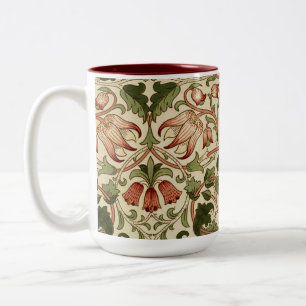 William Morris Lodden Blume Foliage Green Pink Zweifarbige Tasse