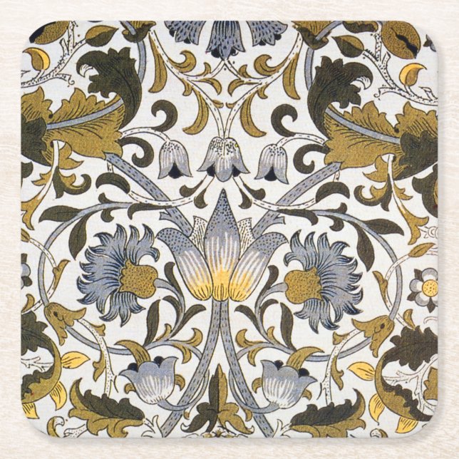 William Morris Lodden Blume Rechteckiger Pappuntersetzer (Vorderseite)
