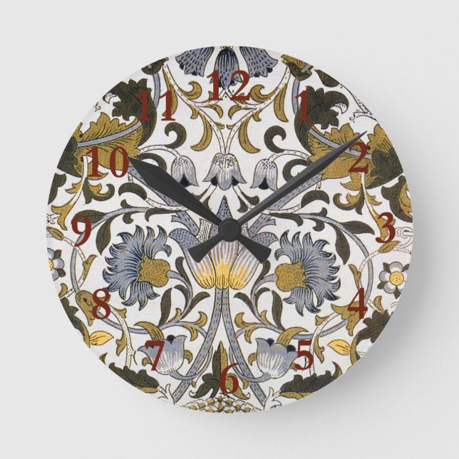 William Morris Lodden Blume Runde Wanduhr (Vorderseite)