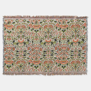 William Morris Lodden Blumen Laubwerk Grün Pink Decke